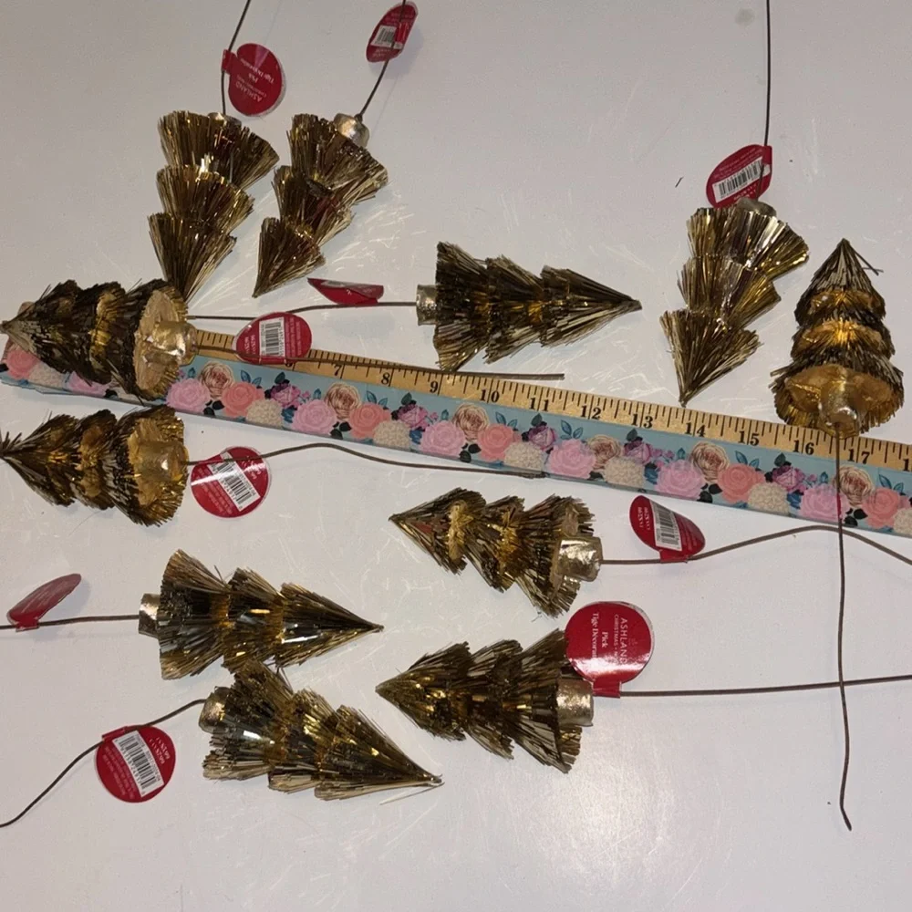 Gold Tinsel Tree Picks Set of 18 Gold Christmas Trees Pics Gold Tinsel Floral